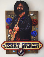 Load image into Gallery viewer, Jerry Garcia 3D portrait on wood / 1960's Rock and Roll art / Jerry Garcia art / classic rock painting / rock music portrait / Jerry Garcia print / classic rock art / 1960s music art / The Grateful Dead art / The Grateful Dead painting / The Grateful Dead print / Deadhead art / Jessie Buddell / Primalscenes.com / Primal Scenes