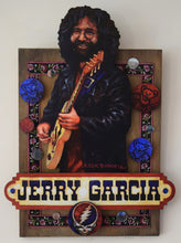 Load image into Gallery viewer, Jerry Garcia 3D portrait on wood / 1960's Rock and Roll art / Jerry Garcia art / classic rock painting / rock music portrait / Jerry Garcia print / classic rock art / 1960s music art / The Grateful Dead art / The Grateful Dead painting / The Grateful Dead print / Deadhead art / Jessie Buddell / Primalscenes.com / Primal Scenes