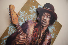 Load image into Gallery viewer, Jimi Hendrix 3D portrait on wood / 1960's Rock and Roll art / Jimi Hendrix art / Classic Rock painting / rock music portrait / Jimi Hendrix print / classic rock art / 1960s music art / Jessie Buddell / Primalscenes.com / Primal Scenes