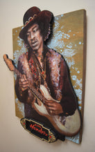 Load image into Gallery viewer, Jimi Hendrix 3D portrait on wood / 1960's Rock and Roll art / Jimi Hendrix art / Classic Rock painting / rock music portrait / Jimi Hendrix print / classic rock art / 1960s music art / Jessie Buddell / Primalscenes.com / Primal Scenes