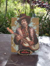 Load image into Gallery viewer, Jimi Hendrix 3D portrait on wood / 1960's Rock and Roll art / Jimi Hendrix art / Classic Rock painting / rock music portrait / Jimi Hendrix print / classic rock art / 1960s music art / Jessie Buddell / Primalscenes.com / Primal Scenes
