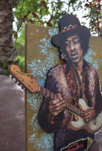 Load image into Gallery viewer, Jimi Hendrix 3D portrait on wood / 1960's Rock and Roll art / Jimi Hendrix art / Classic Rock painting / rock music portrait / Jimi Hendrix print / classic rock art / 1960s music art / Jessie Buddell / Primalscenes.com / Primal Scenes