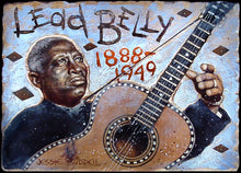 Load image into Gallery viewer, Leadbelly portrait on wood / Leadbelly art / Leadbelly portrait / Leadbelly painting / the Blues painting / the Blues portrait / the Blues art / Blues art / Blues painting / Blues music art / painting on wood / Blues music / Blues prints / Blues musicians / Blues musicans art / Jessie Buddell / Primalscenes.com / Primal Scenes