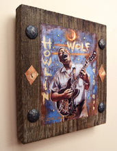 Load image into Gallery viewer, Howlin' Wolf portrait on wood / Howlin' Wolf art / Howlin' Wolf portrait / Howlin' Wolf painting / the Blues painting / the Blues portrait / the Blues art / Blues art / Blues painting / Blues music art / painting on wood / Blues music / Blues prints / Blues musicians / Blues musicans art / Jessie Buddell / Primalscenes.com / Primal Scenes