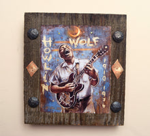 Load image into Gallery viewer, Howlin' Wolf portrait on wood / Howlin' Wolf art / Howlin' Wolf portrait / Howlin' Wolf painting / the Blues painting / the Blues portrait / the Blues art / Blues art / Blues painting / Blues music art / painting on wood / Blues music / Blues prints / Blues musicians / Blues musicans art / Jessie Buddell / Primalscenes.com / Primal Scenes