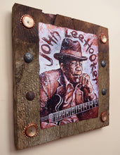 Load image into Gallery viewer, John Lee Hooker portrait on wood / John Lee Hooker portrait / John Lee Hooker painting / the Blues painting / the Blues portrait / the Blues art / Blues art / Blues painting / Blues music art / painting on wood / Blues music / Blues prints / Blues musicians / Blues musicans art / Jessie Buddell / Primalscenes.com / Primal Scenes