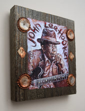 Load image into Gallery viewer, John Lee Hooker portrait on wood / John Lee Hooker portrait / John Lee Hooker painting / the Blues painting / the Blues portrait / the Blues art / Blues art / Blues painting / Blues music art / painting on wood / Blues music / Blues prints / Blues musicians / Blues musicans art / Jessie Buddell / Primalscenes.com / Primal Scenes