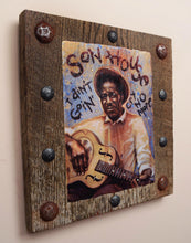 Load image into Gallery viewer, Son House portrait on wood / Son House art / Son House portrait / Son House painting / the Blues painting / the Blues portrait / the Blues art / Blues art / Blues painting / Blues music art / painting on wood / Blues music / Blues prints / Blues musicians / Blues musicans art / Jessie Buddell / Primalscenes.com / Primal Scene