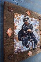 Load image into Gallery viewer, John Lee Hooker portrait on wood / John Lee Hooker portrait / John Lee Hooker painting / the Blues painting / the Blues portrait / the Blues art / Blues art / Blues painting / Blues music art / painting on wood / Blues music / Blues prints / Blues musicians / Blues musicans art / Jessie Buddell / Primalscenes.com / Primal Scenes