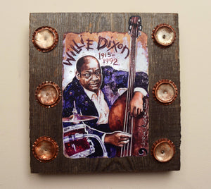 Willie Dixon portrait on wood / Willie Dixon portrait / Willie Dixon  painting / the Blues painting / the Blues portrait / the Blues art / Blues art / Blues painting / Blues music art / painting on wood / Blues music / Blues prints / Blues musicians / Blues musicans art / Jessie Buddell / Primalscenes.com / Primal Scenes