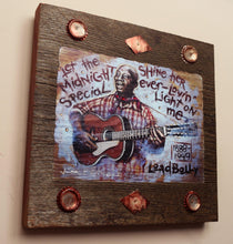 Load image into Gallery viewer, Leadbelly portrait on wood / Leadbelly art / Leadbelly portrait / Leadbelly painting / the Blues painting / the Blues portrait / the Blues art / Blues art / Blues painting / Blues music art / painting on wood / Blues music / Blues prints / Blues musicians / Blues musicans art / Jessie Buddell / Primalscenes.com / Primal Scenes