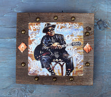 Load image into Gallery viewer, John Lee Hooker portrait on wood / John Lee Hooker portrait / John Lee Hooker painting / the Blues painting / the Blues portrait / the Blues art / Blues art / Blues painting / Blues music art / painting on wood / Blues music / Blues prints / Blues musicians / Blues musicans art / Jessie Buddell / Primalscenes.com / Primal Scenes