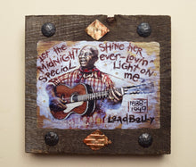 Load image into Gallery viewer, Leadbelly portrait on wood / Leadbelly art / Leadbelly portrait / Leadbelly painting / the Blues painting / the Blues portrait / the Blues art / Blues art / Blues painting / Blues music art / painting on wood / Blues music / Blues prints / Blues musicians / Blues musicans art / Jessie Buddell / Primalscenes.com / Primal Scenes