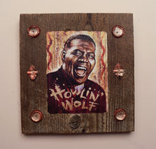 Load image into Gallery viewer, Howlin' Wolf portrait on wood / Howlin' Wolf art / Howlin' Wolf portrait / Howlin' Wolf painting / the Blues painting / the Blues portrait / the Blues art / Blues art / Blues painting / Blues music art / painting on wood / Blues music / Blues prints / Blues musicians / Blues musicans art / Jessie Buddell / Primalscenes.com / Primal Scenes