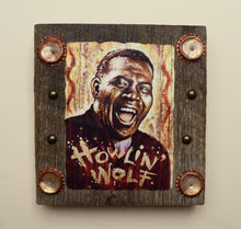 Load image into Gallery viewer, Howlin' Wolf portrait on wood / Howlin' Wolf art / Howlin' Wolf portrait / Howlin' Wolf painting / the Blues painting / the Blues portrait / the Blues art / Blues art / Blues painting / Blues music art / painting on wood / Blues music / Blues prints / Blues musicians / Blues musicans art / Jessie Buddell / Primalscenes.com / Primal Scenes