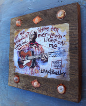 Load image into Gallery viewer, Leadbelly portrait on wood / Leadbelly art / Leadbelly portrait / Leadbelly painting / the Blues painting / the Blues portrait / the Blues art / Blues art / Blues painting / Blues music art / painting on wood / Blues music / Blues prints / Blues musicians / Blues musicans art / Jessie Buddell / Primalscenes.com / Primal Scenes
