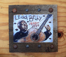 Load image into Gallery viewer, Leadbelly portrait on wood / Leadbelly art / Leadbelly portrait / Leadbelly painting / the Blues painting / the Blues portrait / the Blues art / Blues art / Blues painting / Blues music art / painting on wood / Blues music / Blues prints / Blues musicians / Blues musicans art / Jessie Buddell / Primalscenes.com / Primal Scenes