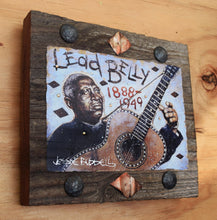 Load image into Gallery viewer, Leadbelly portrait on wood / Leadbelly art / Leadbelly portrait / Leadbelly painting / the Blues painting / the Blues portrait / the Blues art / Blues art / Blues painting / Blues music art / painting on wood / Blues music / Blues prints / Blues musicians / Blues musicans art / Jessie Buddell / Primalscenes.com / Primal Scenes