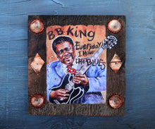 Load image into Gallery viewer, B.B. King portrait on wood / B.B. King portrait / B.B. King painting / the Blues painting / the Blues portrait / the Blues art / Blues art / Blues painting / Blues music art / painting on wood / Blues music / Blues prints / Blues musicians / Blues musicans art / Jessie Buddell / Primalscenes.com / Primal Scenes