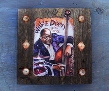 Load image into Gallery viewer, Willie Dixon portrait on wood / Willie Dixon portrait / Willie Dixon painting / the Blues painting / the Blues portrait / the Blues art / Blues art / Blues painting / Blues music art / painting on wood / Blues music / Blues prints / Blues musicians / Blues musicans art / Jessie Buddell / Primalscenes.com / Primal Scenes
