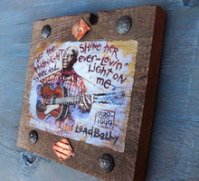 Load image into Gallery viewer, Leadbelly portrait on wood / Leadbelly art / Leadbelly portrait / Leadbelly painting / the Blues painting / the Blues portrait / the Blues art / Blues art / Blues painting / Blues music art / painting on wood / Blues music / Blues prints / Blues musicians / Blues musicans art / Jessie Buddell / Primalscenes.com / Primal Scenes