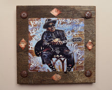 Load image into Gallery viewer, John Lee Hooker portrait on wood / John Lee Hooker portrait / John Lee Hooker painting / the Blues painting / the Blues portrait / the Blues art / Blues art / Blues painting / Blues music art / painting on wood / Blues music / Blues prints / Blues musicians / Blues musicans art / Jessie Buddell / Primalscenes.com / Primal Scenes