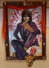Load image into Gallery viewer, Keith Richards 3D portrait on wood / Keith Richards art / Keith Richards portrait / Keith Richards painting / The Rolling Stones painting / The Rolling Stones portrait / The Rolling Stones art / 60s art / 1960's Rock and Roll art / classic rock painting / rock music art / classic rock art / 1960s music art / 60s art / 1960's rock art / 60's psychedelic music art / painting on wood / Jessie Buddell / The Stones painting / The Stones portrait / The Stones art /  Primalscenes.com / Primal Scenes