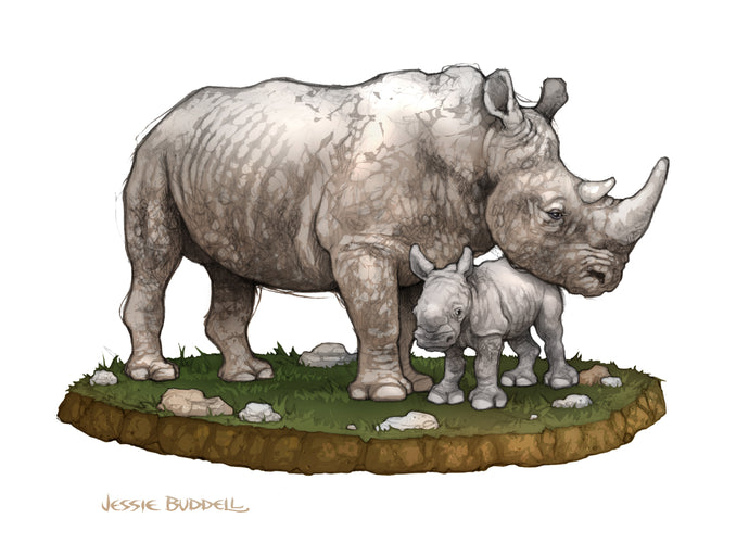 Rhinos illustration - figurine