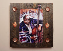 Load image into Gallery viewer, Willie Dixon portrait on wood / Willie Dixon portrait / Willie Dixon painting / the Blues painting / the Blues portrait / the Blues art / Blues art / Blues painting / Blues music art / painting on wood / Blues music / Blues prints / Blues musicians / Blues musicans art / Jessie Buddell / Primalscenes.com / Primal Scenes