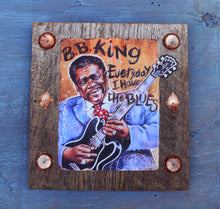 Load image into Gallery viewer, B.B. King portrait on wood / B.B. King portrait / B.B. King painting / the Blues painting / the Blues portrait / the Blues art / Blues art / Blues painting / Blues music art / painting on wood / Blues music / Blues prints / Blues musicians / Blues musicans art / Jessie Buddell / Primalscenes.com / Primal Scenes